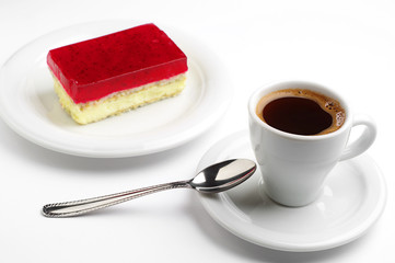 Coffee and strawberry cake