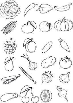 Set of fruits and vegetables