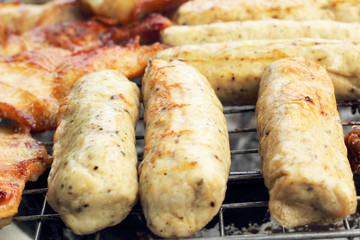 A lot of pork on the grill