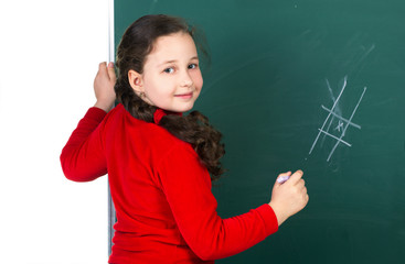 girl  near blackboard