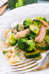 Farfalle pasta with zucchini and broccoli