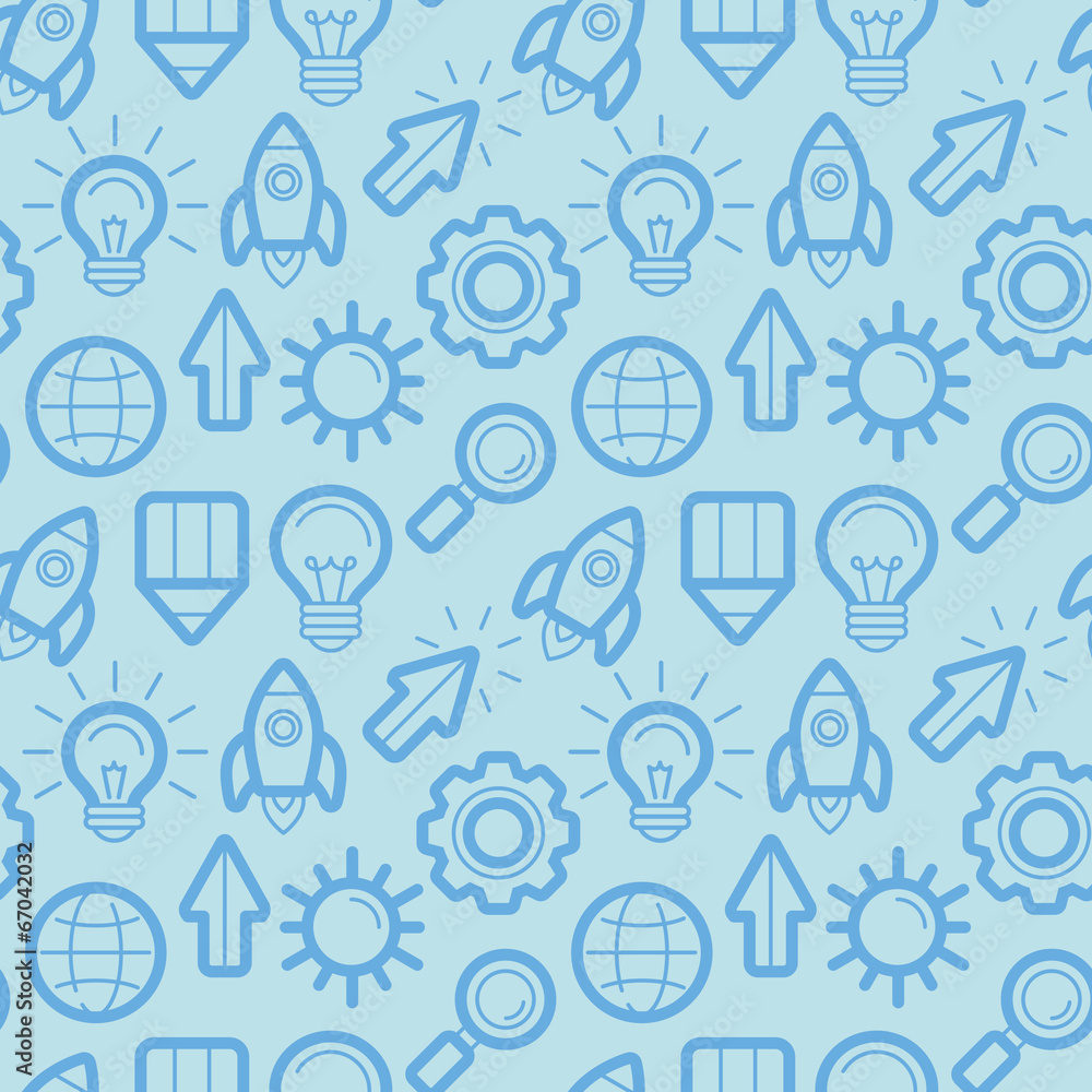 Poster vector seamless pattern with icons and signs