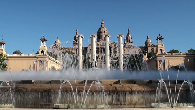 Palau Nacional,  Four Columns & Magic Fountain at Barcelona