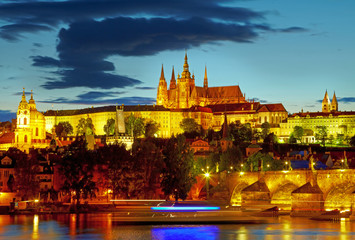 Lights of Prague Castle. Czech republic. HDR