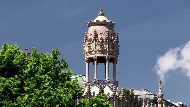 Barcelona. "Faberg&eacute; egg" tower of the Casa Lleo Morero,