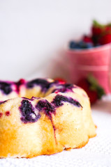 Berry cake on white background