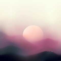 Abstract sunrise mountain landscape