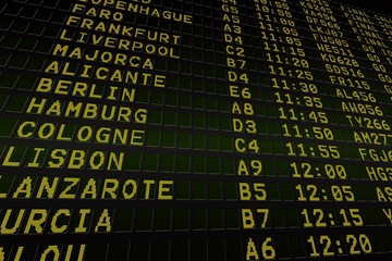 Fototapeta premium Black airport departures board
