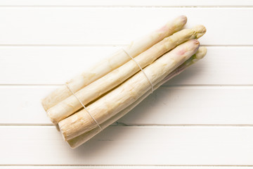 white asparagus on kitchen table