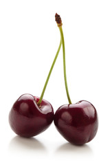 Ripe cherries isolated.