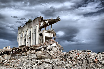 Remains from the demolition of old derelict buildings