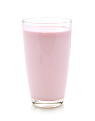 Strawberry milk on white background
