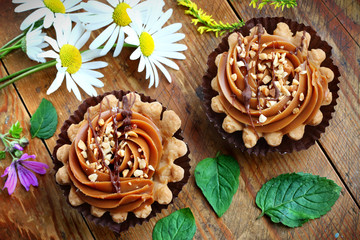 Two caramel cupcakes