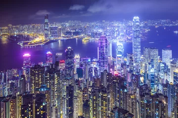 Foto auf Acrylglas Antireflex Skyline von Hongkong China © SeanPavonePhoto