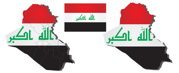Vector map of Iraq filled with flag of the state