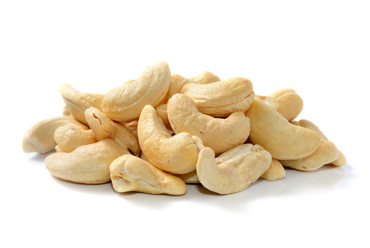 cashew nuts in isolated white background