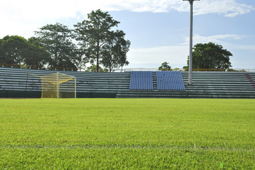 Fototapeta na wymiar Goal and Green grass soccer field