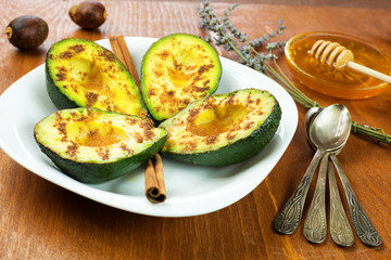Avocado with cinnamon and honey