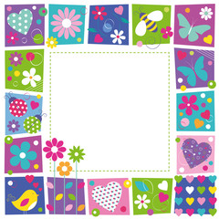 cute hearts flowers and butterflies border