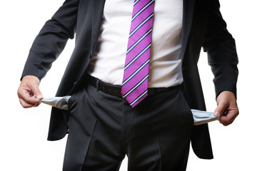 Business man empty pockets