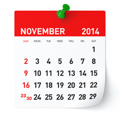November 2014 - Calendar - obrazy, fototapety, plakaty
