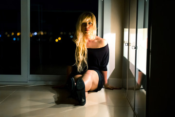 Elegant lady in evening dress