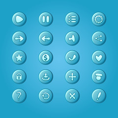 Set of mobile bright blue vector elements for UI Game Design (ga