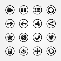 Black vector mobile elements For Ui Game - a set game developmen