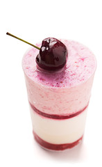 Delicious cherry mousse isolated on white background