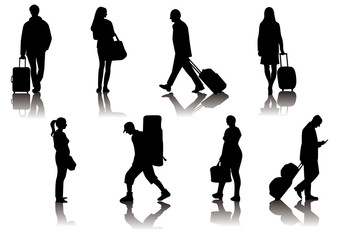 Traveling people silhouettes black vector