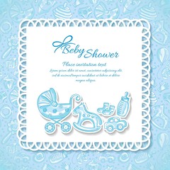 Baby shower, greeting card for baby boy - 67056459