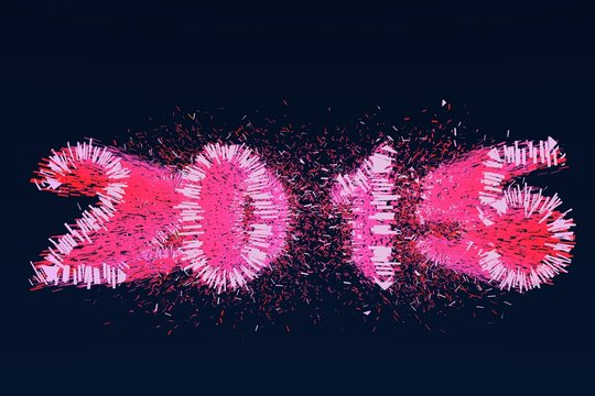 2015 roze vuurwerk bij nacht