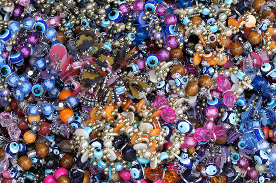 A mixture of traditional Turkish bracelets and jewelery