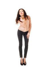 young woman sends air kiss