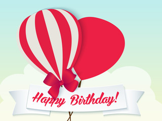 Happy birthday ballons greeting card red paper