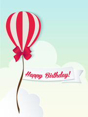 Happy birthday ballons greeting card red paper