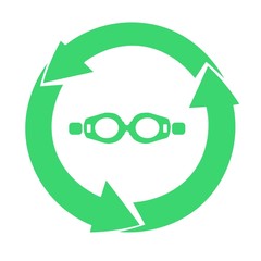 Lunettes de natation dans un symboles recyclage