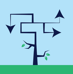Tree with arrows as branches pointing in different directions