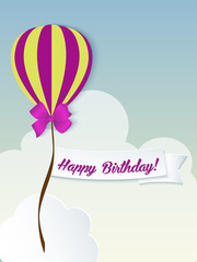 Happy birthday ballons greeting card violet paper