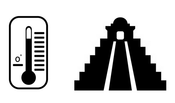 Pyramide Inca et un thermomètre