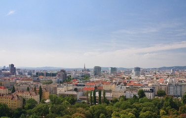 Fototapeta na wymiar View of Vienna from the Ferris wheel in the Prater. Austria