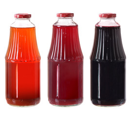 juice bottles isolated on white