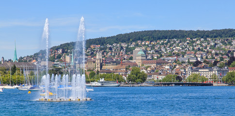 Lake Zurich and Zurich cityscape