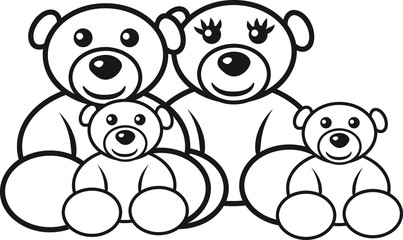 Teddy Familie Papa Mama Kinder