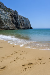 Cliff and beach in the Beliche beach, Sagres, Portugal