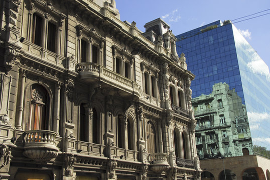 Classic and modern buildings in montevideo