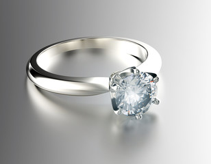 Golden Engagement Ring with Diamond or moissanite. Jewelry