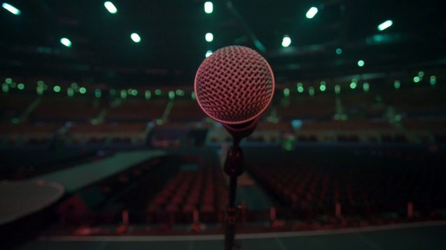 Microphone from the stage to an empty auditorium before show