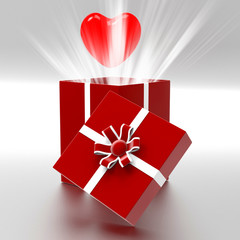 Heart Giftbox Represents Valentines Day And Celebrate