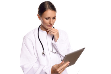 Arzt oder Krankenschwester mit einem Tablet Computer